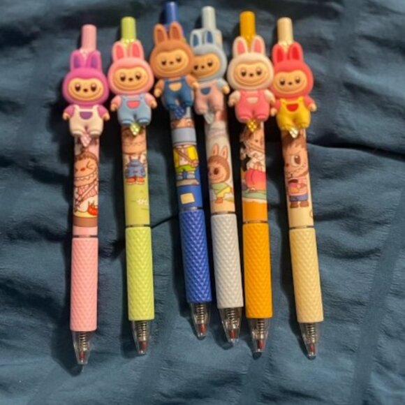 Labubu Bunny Character Black Ink Ball Pen Set – 6 Cute Pens - Picture 2 of 4